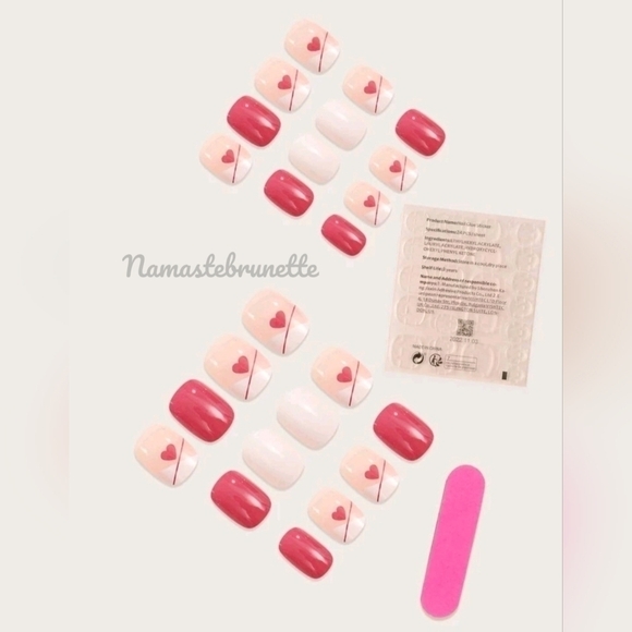 2/$16 Pink Hearts French Manicure Press On Nails - Picture 8 of 16